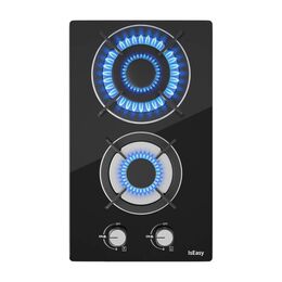 Iseasy Mgbg-312a Εστία Αερίου Διπλής Ζώνης με Γυάλινο Πάνελ