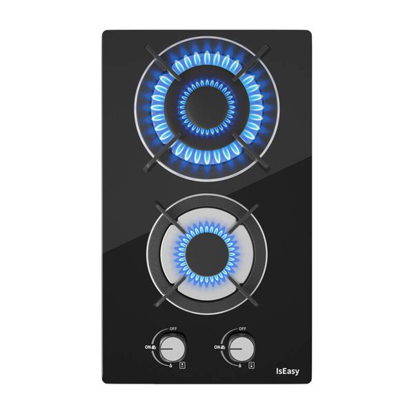Iseasy Mgbg-312a Εστία Αερίου Διπλής Ζώνης με Γυάλινο Πάνελ