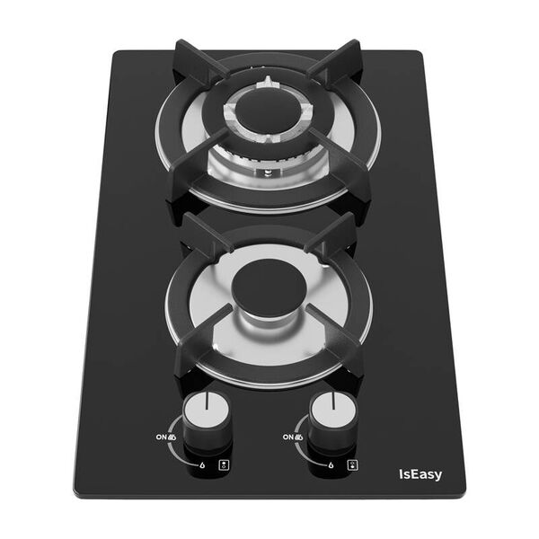 Iseasy Mgbg-312a Εστία Αερίου Διπλής Ζώνης με Γυάλινο Πάνελ