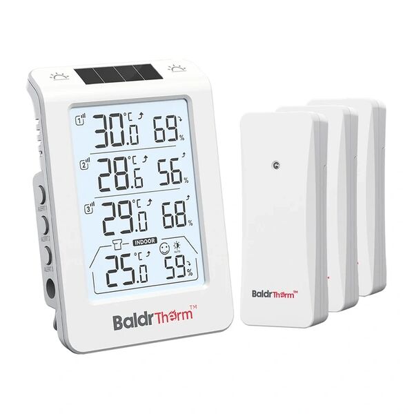 Baldrtherm B0598 Θερμοϋγρομέτρο 3 Καναλιών με Αυτόματο Οπίσθιο Φωτισμό